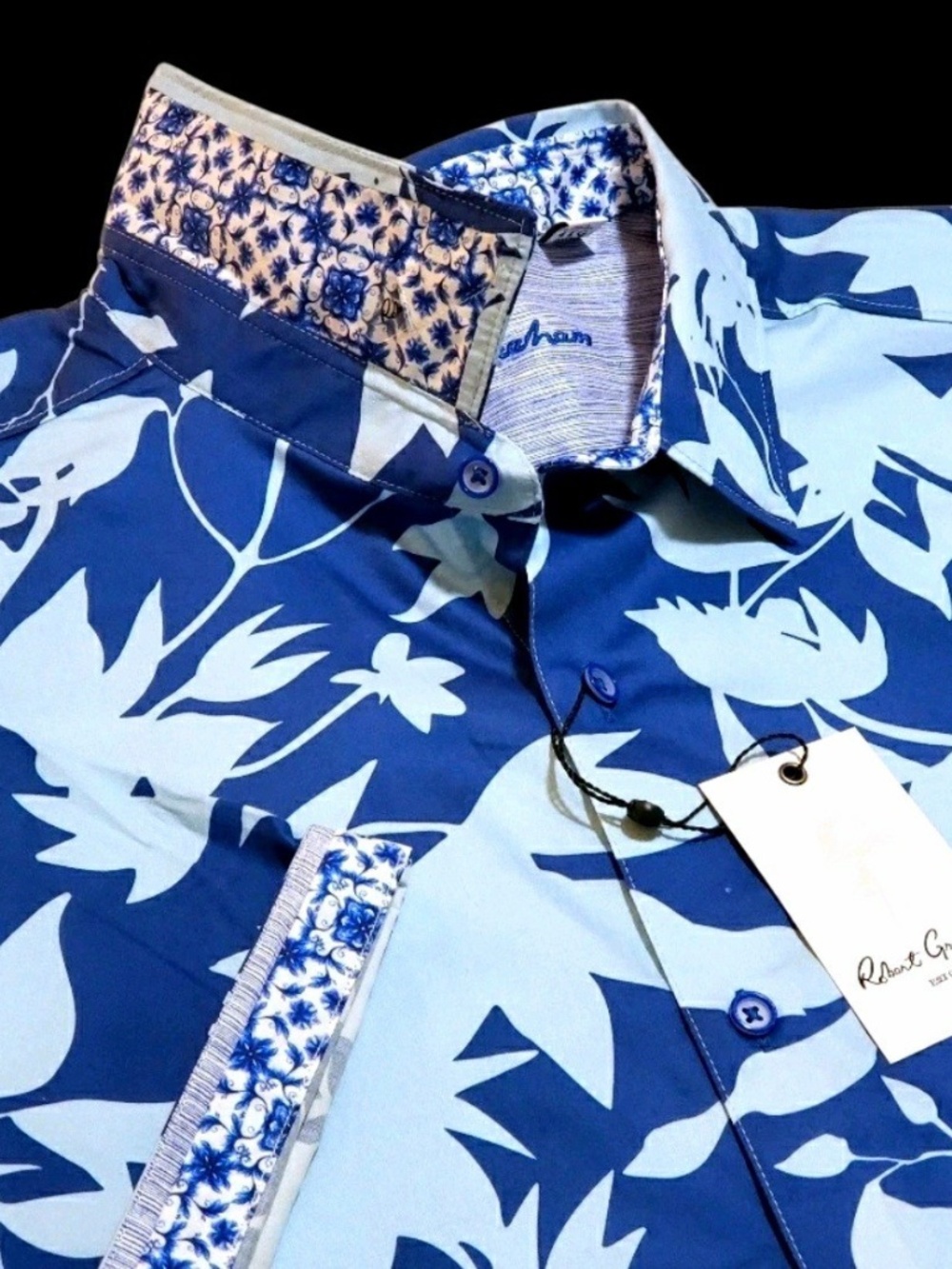 NEW Robert Graham Mens Bold Floral 2XL Short Sleeve Classic Sport Shirt